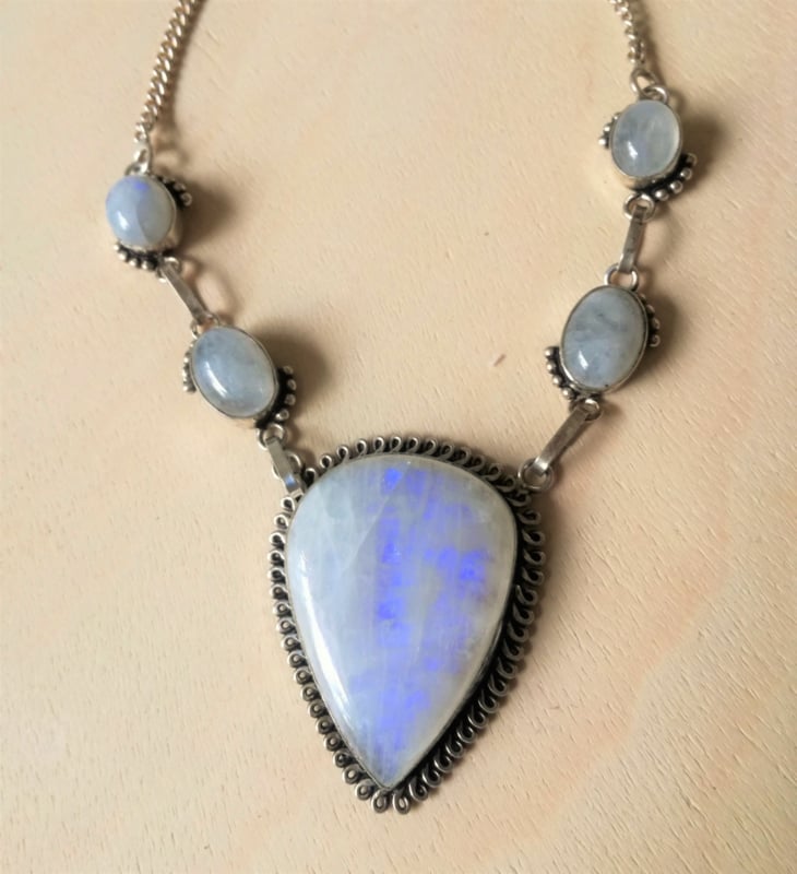 edelsteen ketting zilver
